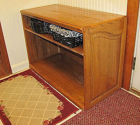 up cycling an obsolete entertainment center, It took me awhile but I finally decided to make a shoe bench from the left overs Notice the TV cupboard doors are the sides Not bad for a housewife who s never been to woodshop class