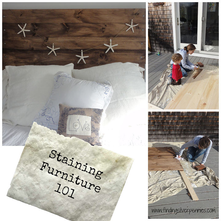 staining furniture 101, painted furniture, My first staining project our DIY Reclaimed Wood Headboard