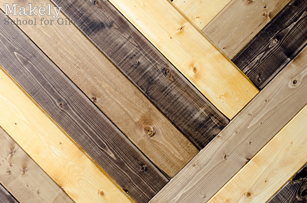 diy herringbone wood paneled wall, wall decor, woodworking projects, Close up shot of the herringbone pattern