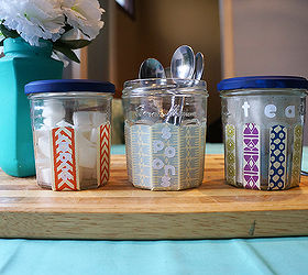 diy kitchen storage containers tutorial, crafts, home decor, kitchen design, repurposing upcycling, 3 storage containers created by upcycling Bonne Maman jars