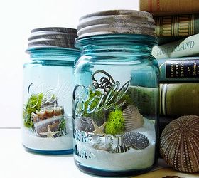 the mason jar project, crafts, mason jars, 3 Mason Jar Aquarium Keep the thought of summer closer with his mason jar aquarium