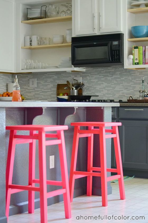 kitchen barstool revamp, painted furniture, Stools after
