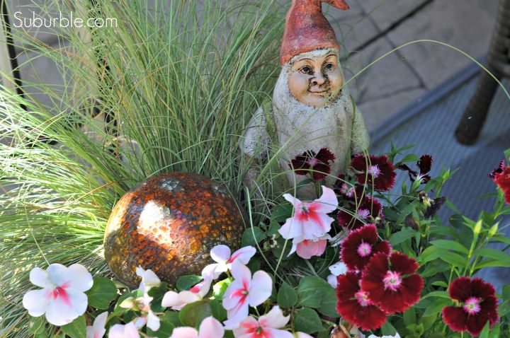 better gnomes and gardens, gardening, This gnome hangs out next to a glass toadstool