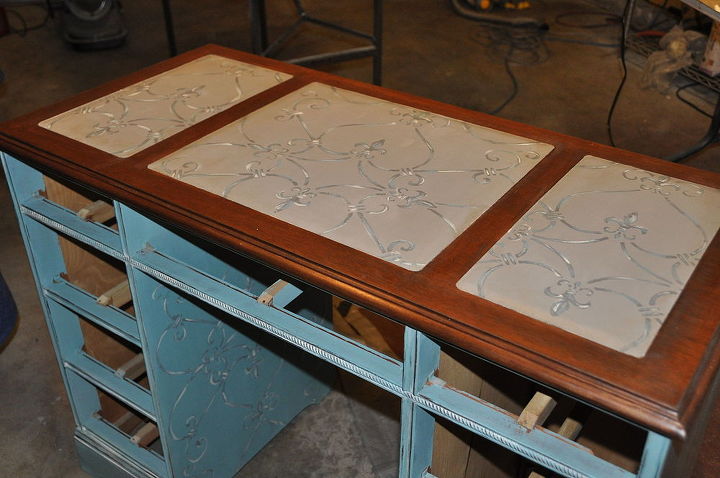 provence blue desk, chalk paint, painted furniture