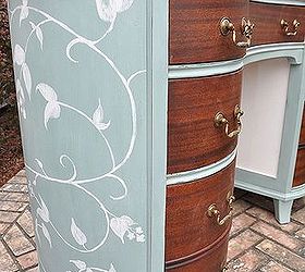 painted mahogany kidney shaped desk, painted furniture