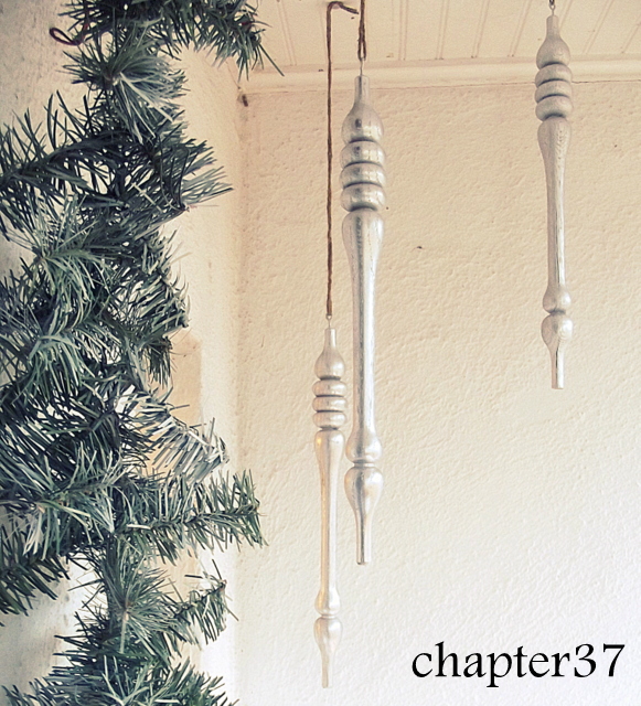 make your own over sized christmas ornaments, christmas decorations, repurposing upcycling, seasonal holiday decor, Spray painted stair balusters make great ornaments