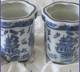 anything blue features, home decor, painted furniture, Blue and White Planters from