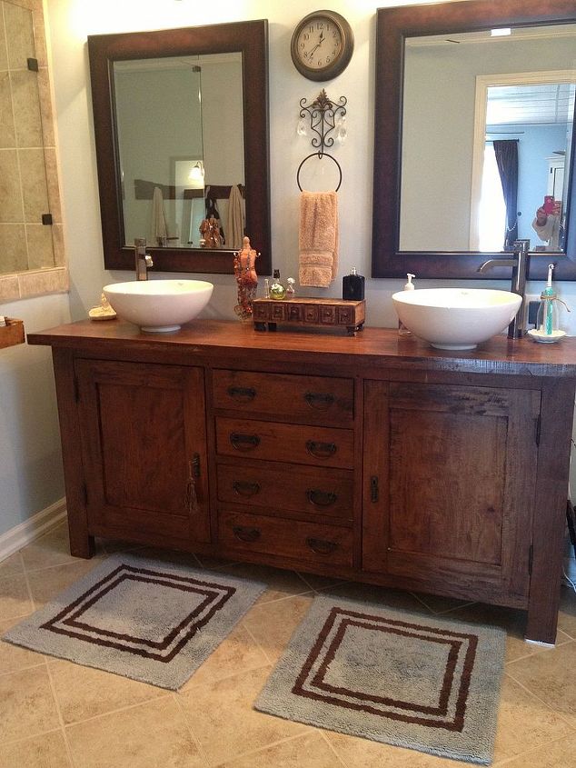 from sideboard buffet to master bathroom vanity, bathroom ideas, home decor, painted furniture, to Master bath vanity