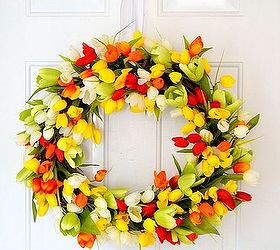 spring tulip wreath, crafts, easter decorations, seasonal holiday decor, wreaths