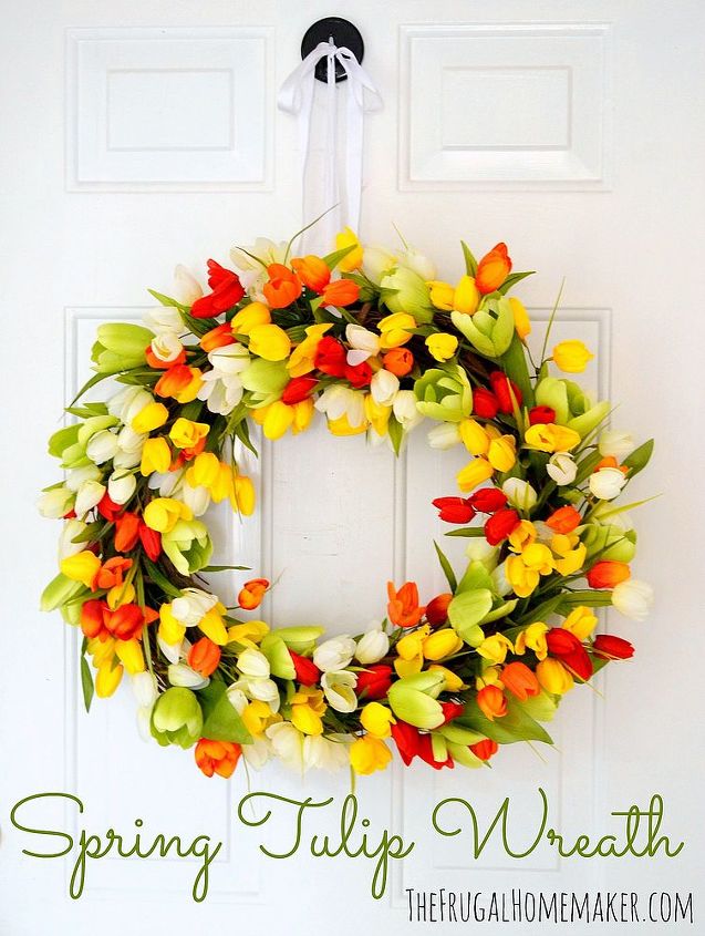 spring tulip wreath, crafts, easter decorations, seasonal holiday decor, wreaths