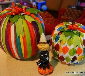 colorful modpodged pumpkins, crafts, seasonal holiday decor, Mod Podged Pumpkins