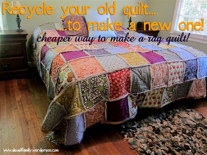 bedroom, crafts, repurposing upcycling, My new rag quilt