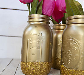 glam and gold for spring, crafts, mason jars, painting