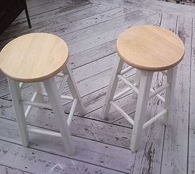 stenciled stools, painted furniture, Stools Before plain and white