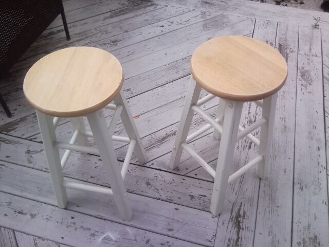 stenciled stools, painted furniture, Stools Before plain and white