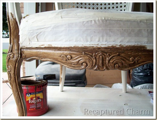 how to paint cane back chairs, painted furniture, Brown glazed applied then wiped off