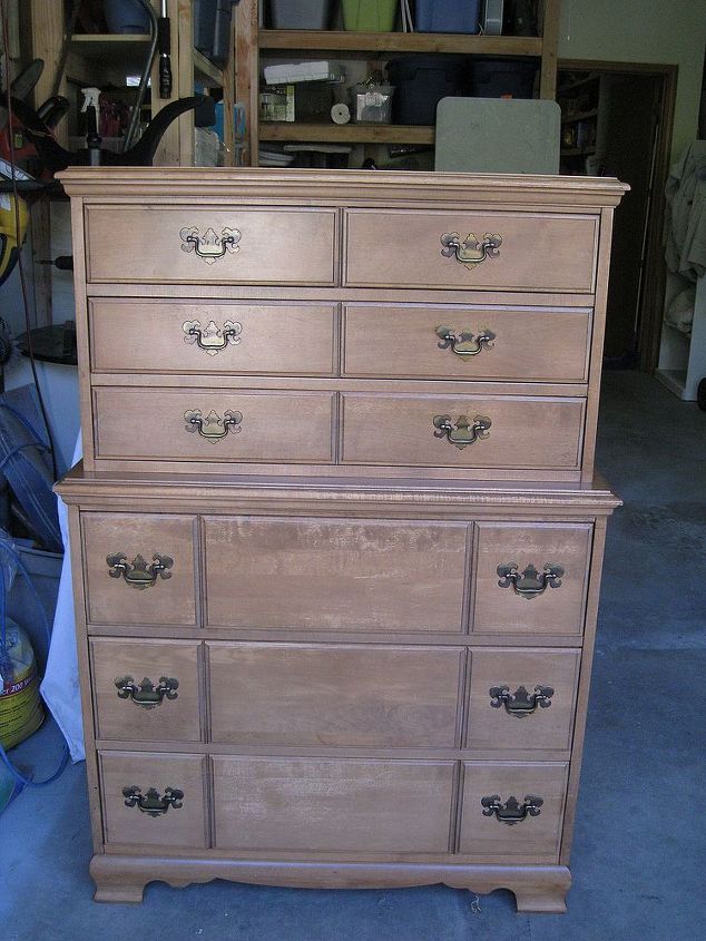 old maple dresser turned french country chic, painted furniture, A pretty typical maple dresser