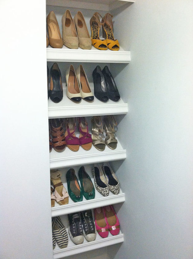 Designer Shoe Shelves On A Budget Hometalk Designer Shoe Shelves On A Budget Cleaning Tips Closet Diy How To