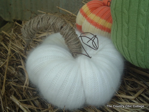 no sew sweater pumpkins, crafts, My personal fave is this little fuzzy white one