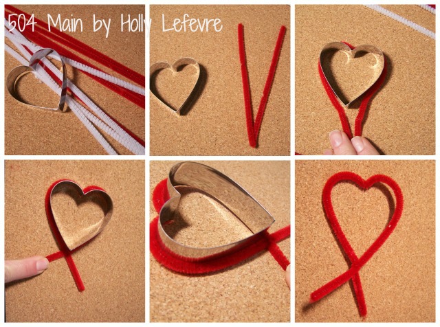 pipe cleaner heart garlands, crafts, seasonal holiday decor, If you need some assistance in making a heart shape use a heart cookie cutter