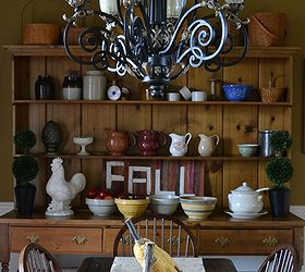 home fall tour, crafts, repurposing upcycling, seasonal holiday decor, My dining room Harvest table and Welsh cabinet are the perfect backdrop for Fall decor