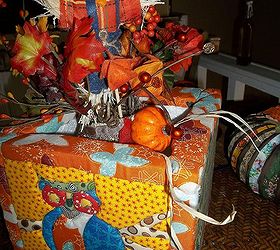 quilted styrofoam box fall centerpiece or a storage box tutorial, crafts