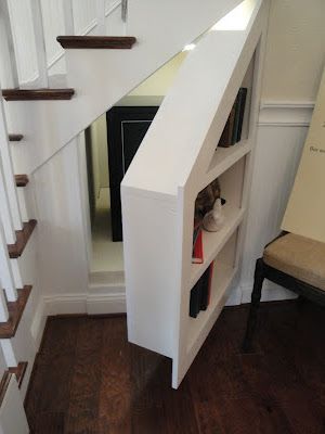 beyond under stairs storage design ideas wine rack cupboards nook, stairs, storage ideas, Under the stairs panic room hidden by a built in door that looks like a bookcase Could easily be an office too