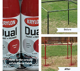 makeover a card table using a spray paint shower curtain mod podge, Old card table recreated to a fun game table