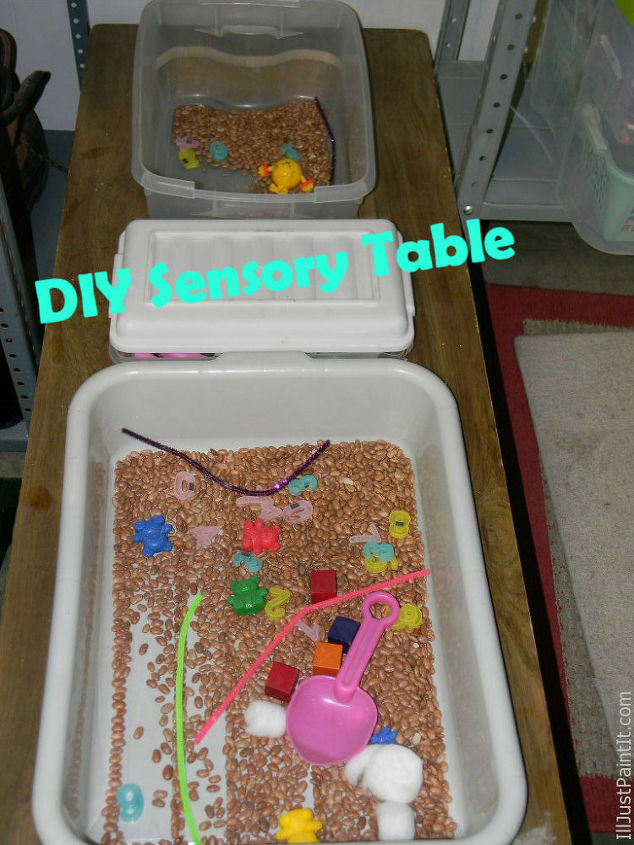 diy sensory table, diy, painted furniture, repurposing upcycling, woodworking projects, DIY Sensory Table at