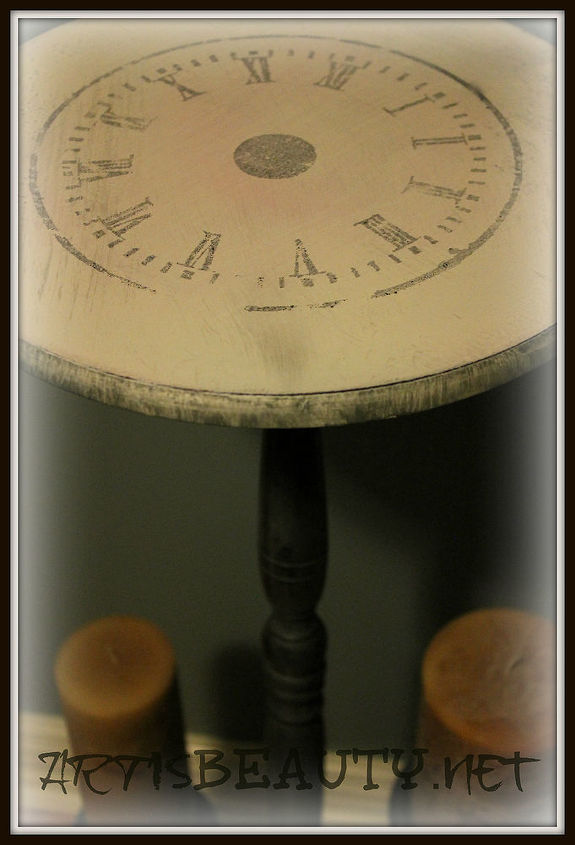 dumpster dive table turned clock face beauty, crafts, home decor, painted furniture, freezer paper transfer