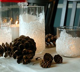 diy snow drift candle holders, crafts, decoupage, seasonal holiday decor, DIY Snow Drift Candle Holders directions below