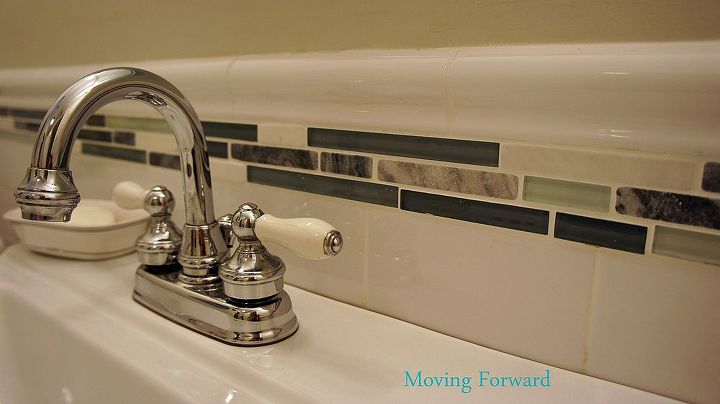 basement bathroom renovation, bathroom ideas, home decor, tiling, Used subway tile and added marble and glass border