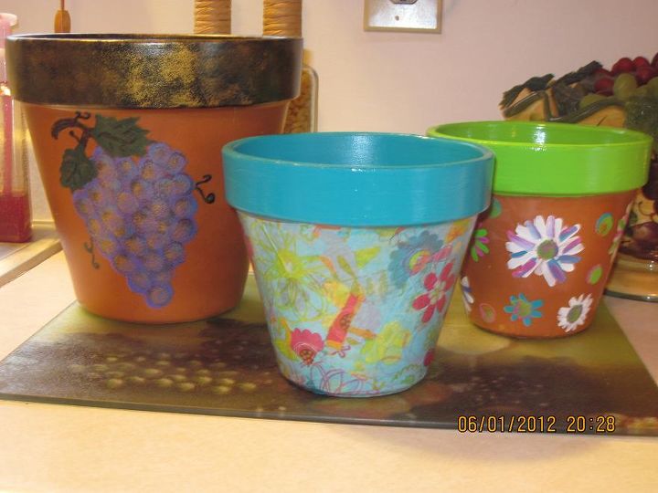 my pots, crafts, painting, First pots I ever did Not very good but I love painting I m learning