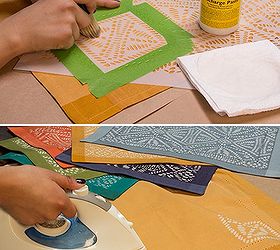 how to stencil tribal batik place mats with discharge paste, crafts, painted furniture, Tribal Batik Furniture Stencil
