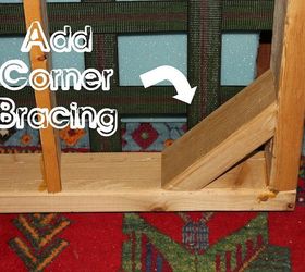 diamond tufted dining bench, diy, painted furniture, woodworking projects, Corner bracing keeps your frame square