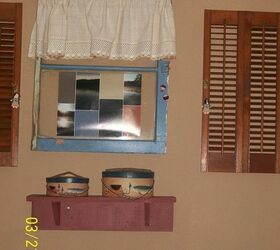 old window shutters, home decor, Shelves we made I found this wooden boxes got fishing on them