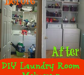 laundry room makeover for under 100, home decor, laundry rooms, can you spy the chain saw yup that s how sad this room used to be