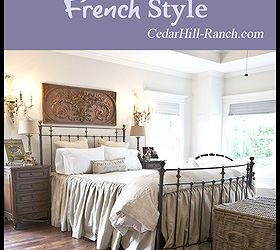 get the farmhouse french look, bedroom ideas, home decor, Homemade Linen bedding in soothing neutral sets the tone for the room