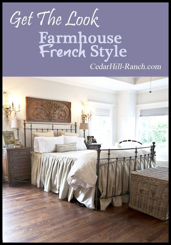get the farmhouse french look, bedroom ideas, home decor, Homemade Linen bedding in soothing neutral sets the tone for the room