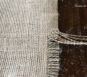 how to make a diy burlap table runner the easy way, crafts, seasonal holiday decor, After cutting the burlap pull multiple threads until you create the size fringe that you want on each edge of the runner