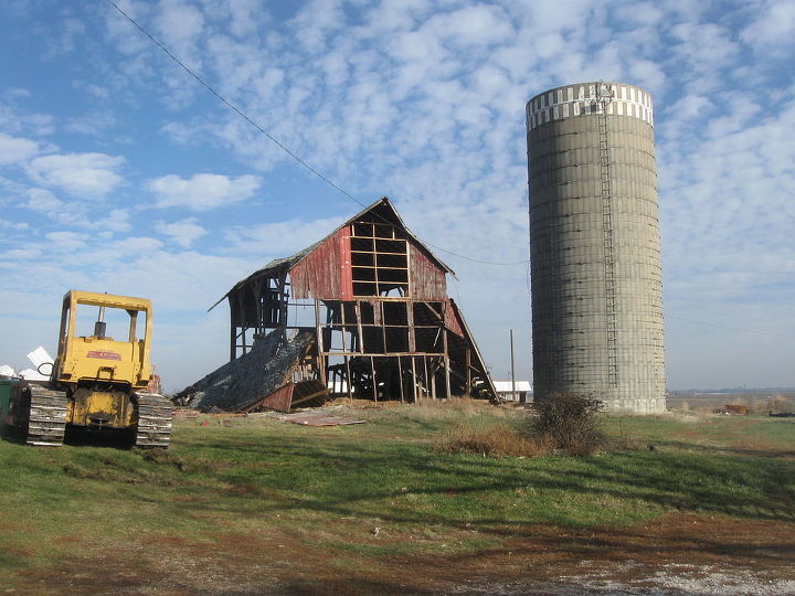 farewell old barn, outdoor living, It was down in ten minutes with the help of a backhoe and bulldozer