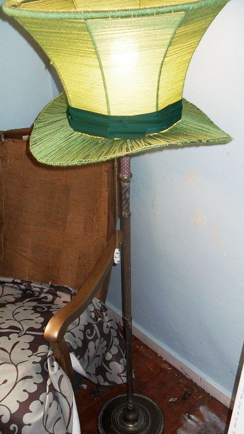 lampshade turned mad hatter that is, crafts, lighting, painted furniture, repurposing upcycling