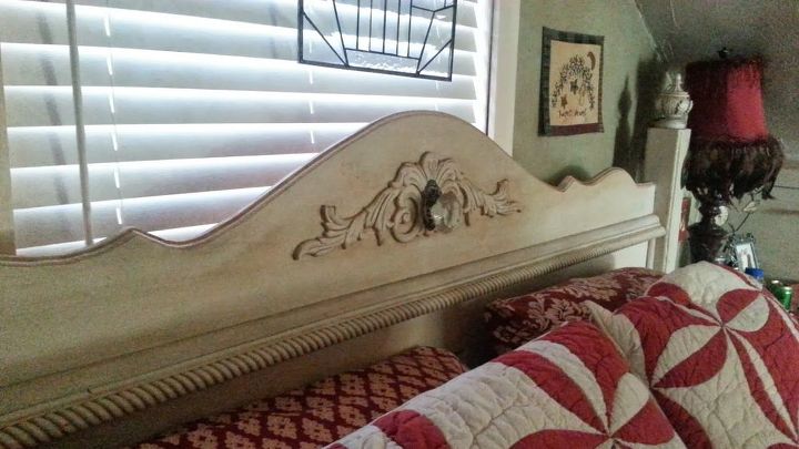 sk s hand built beds, bedroom ideas, home decor, painted furniture, repurposing upcycling, Bed built out of antique four panel doors 4x4 fence posts and curtain finials