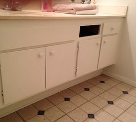 can mdf bathroom cabinets look like stained wood, Old beat up bathroom that needs HELP