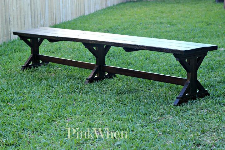 diy fancy x benches, diy, painted furniture, woodworking projects, Fancy X Farmhouse Bench to compliment the Farmhouse Table