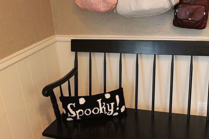halloween fall decor tour, halloween decorations, seasonal holiday d cor, Adorable pillow for our kitchen bench