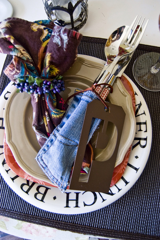 ideias para decorar a mesa com jeans