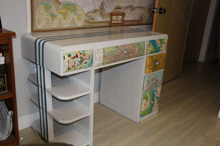 updated desk for teenager who loves to travel, painted furniture