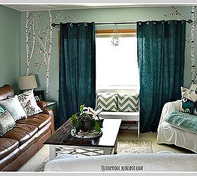 a birch tree mural on a gloomy day, home decor, living room ideas, paint colors, painting, wall decor