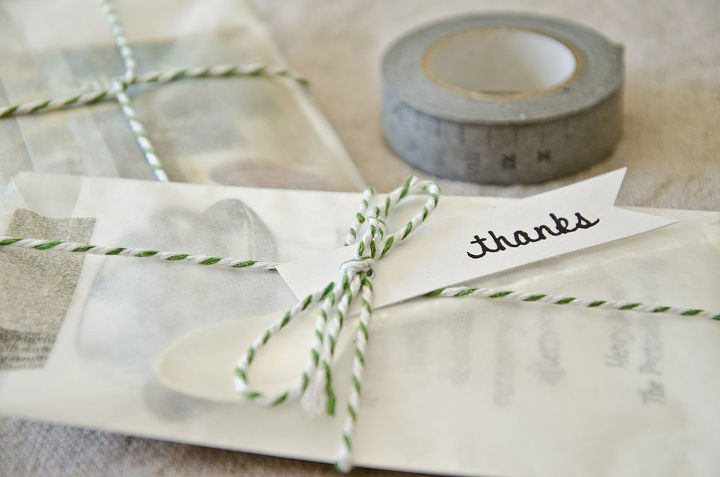 tea inspired party favour or thank you gift, crafts, Package your gifts into the notions bag Seal with washi tape and wrap with bakery twine Attach a small cardstock tag with a handwritten or rubber stamped message